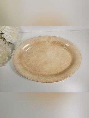 Large Antique CPCo Heavily Crazed Stained Oval Ironstone Platter 15" Shabby Chic